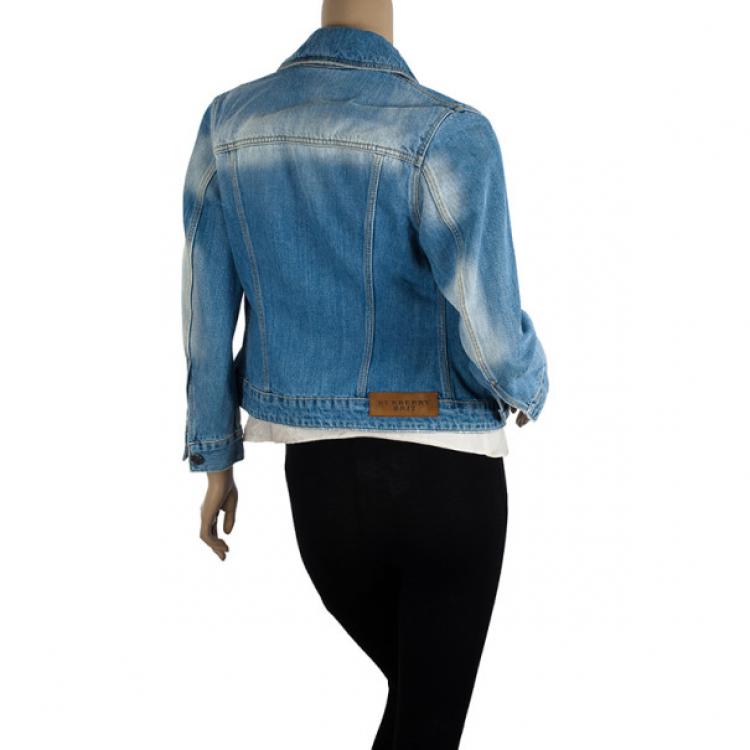 Pre Owned Burberry Brit Fitted Stretch Denim Jacket XS