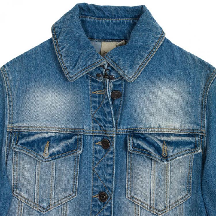 Pre Owned Burberry Brit Fitted Stretch Denim Jacket XS
