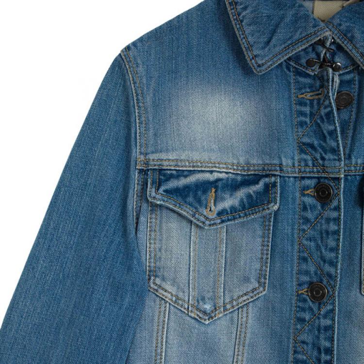 Pre Owned Burberry Brit Fitted Stretch Denim Jacket XS