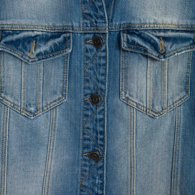 Pre Owned Burberry Brit Fitted Stretch Denim Jacket XS