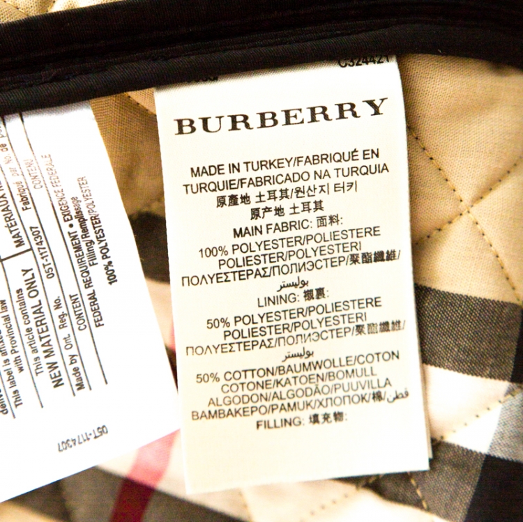 Pre Owned Burberry Black Quilted Nova Check Lined Jacket S