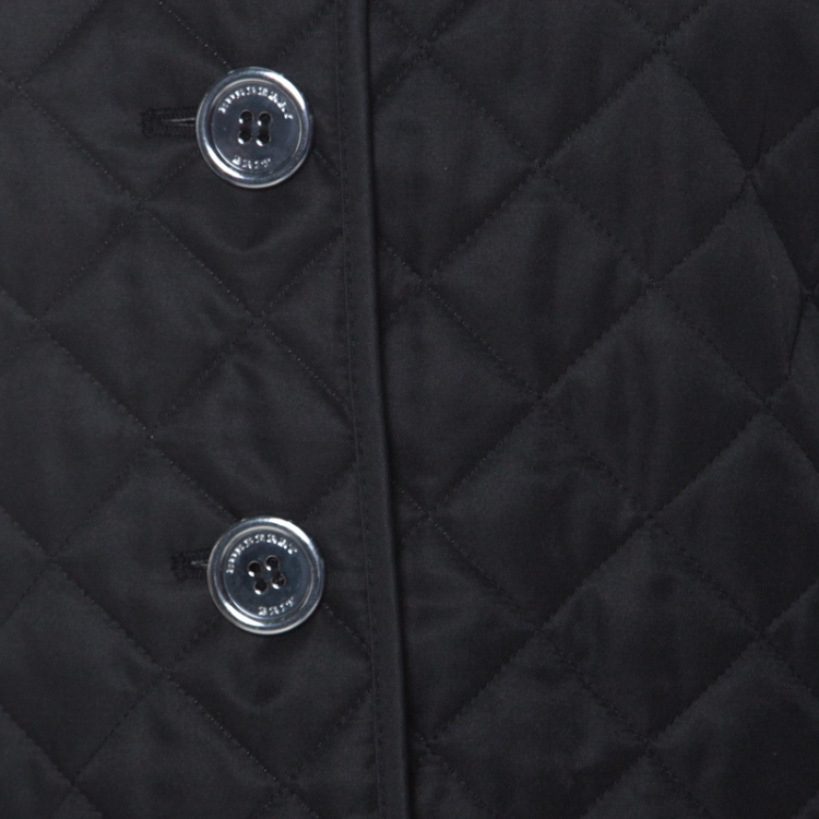 Pre Owned Burberry Black Quilted Nova Check Lined Jacket S