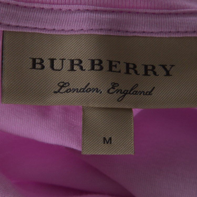 Pre Owned Burberry Mauve Cotton Graffiti Print Long Sleeve T-Shirt M