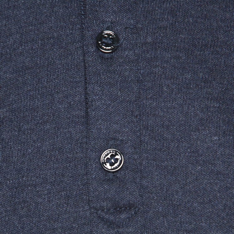 Pre Owned Burberry Dark Blue Wool Epaulette Detail Polo T-Shirt L