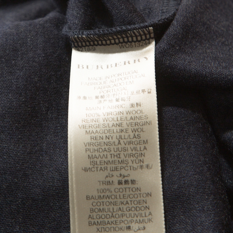 Pre Owned Burberry Dark Blue Wool Epaulette Detail Polo T-Shirt L