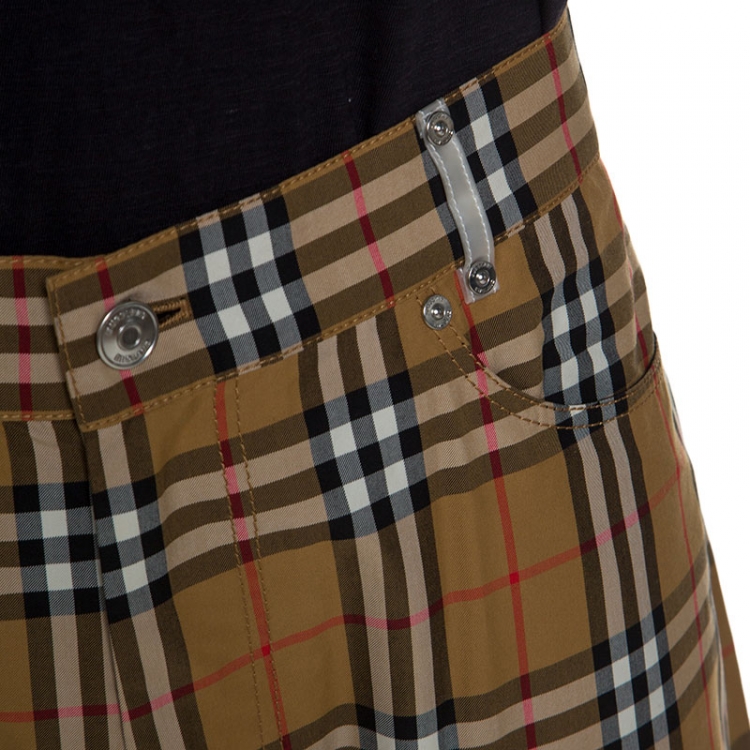Pre Owned Burberry x Vivienne Westwood Beige Nova Check Zip Detail Trousers 3XL