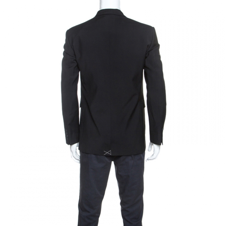 Pre Owned Burberry Black Wool Two Buttoned Blazer L