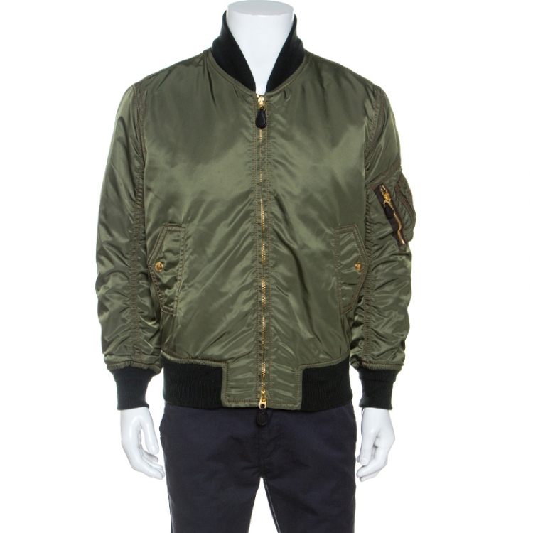 Burberry Olive Green Zip Front Bomber Jacket XS Burberry | TLC