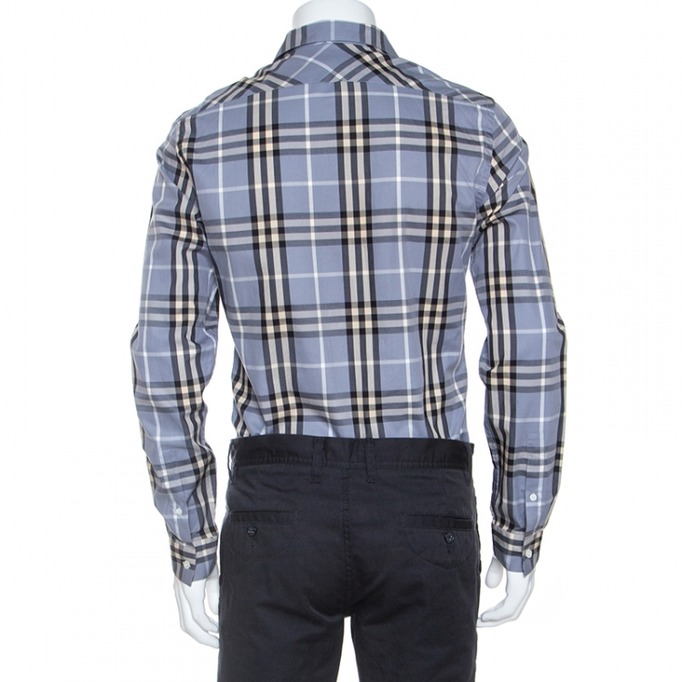 Pre Owned Burberry Grey Nova Check Cotton Long Sleeve Button Front Shirt S