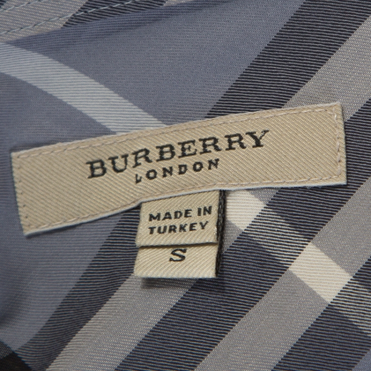 Pre Owned Burberry Grey Nova Check Cotton Long Sleeve Button Front Shirt S