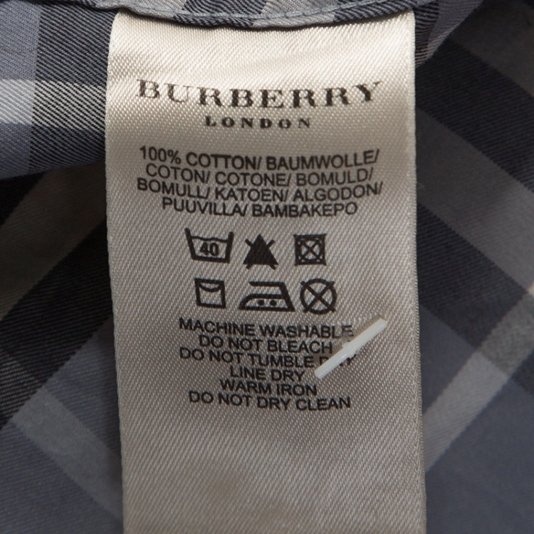 Pre Owned Burberry Grey Nova Check Cotton Long Sleeve Button Front Shirt S