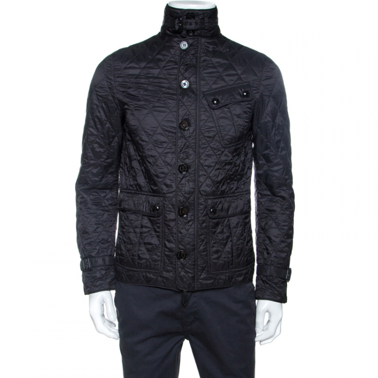 Pre Owned  Burberry Black Quilted Zip Front Jacket S