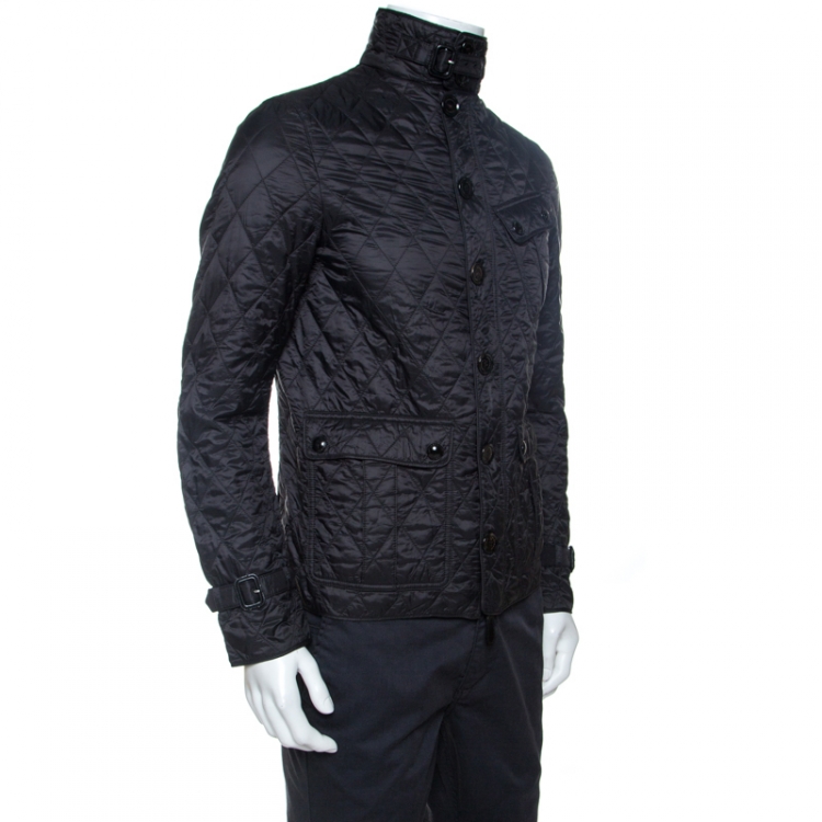 Pre Owned  Burberry Black Quilted Zip Front Jacket S