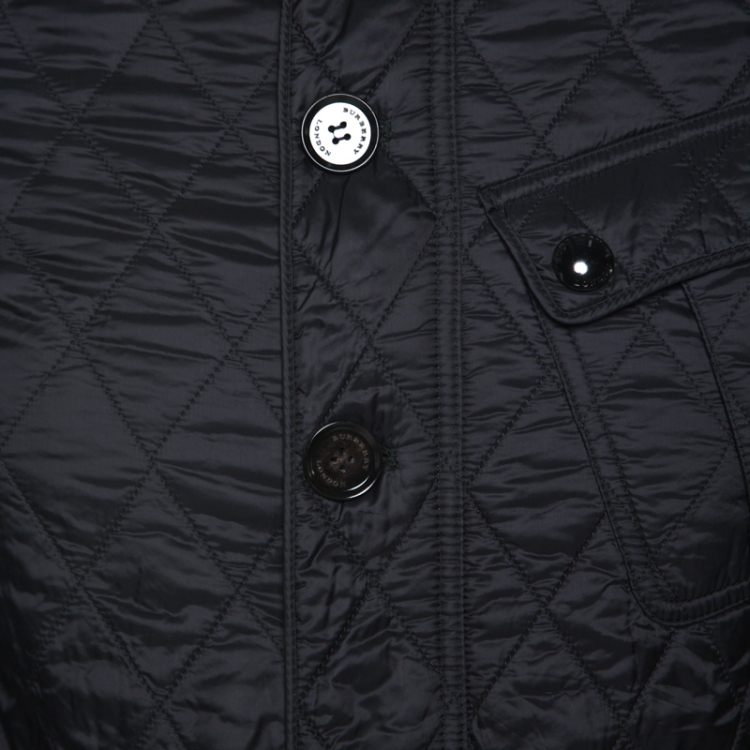 Pre Owned  Burberry Black Quilted Zip Front Jacket S
