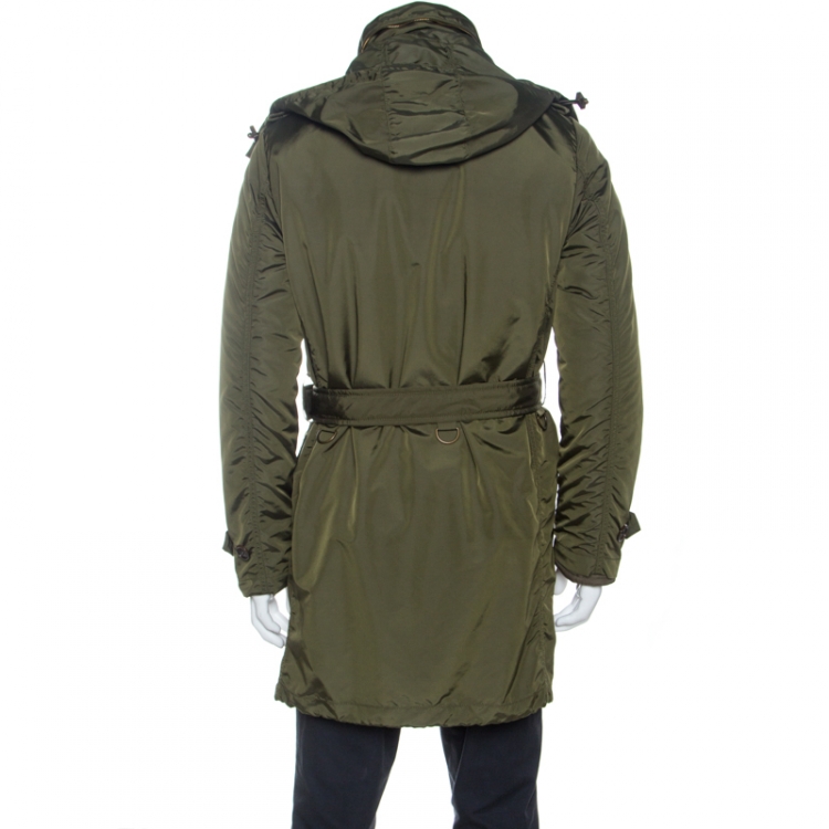 Pre Owned Burberry Military Green Quilted Double Layered Jacket M
