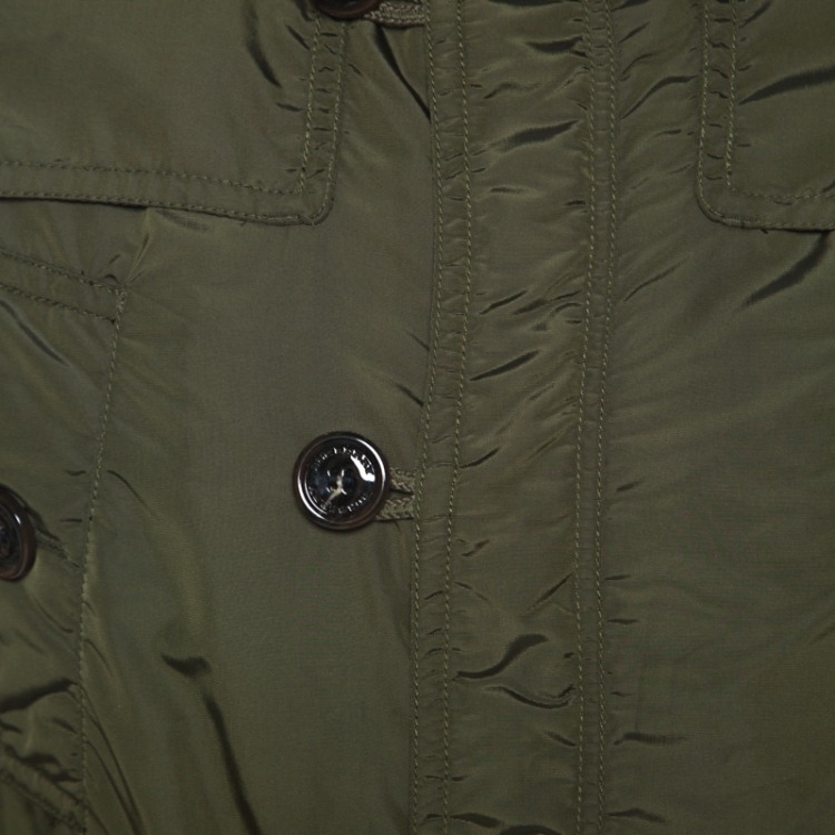 Pre Owned Burberry Military Green Quilted Double Layered Jacket M