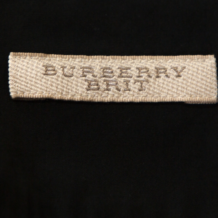 Pre Owned Burberry Brit Black Cotton Henry Long Sleeve Shirt M