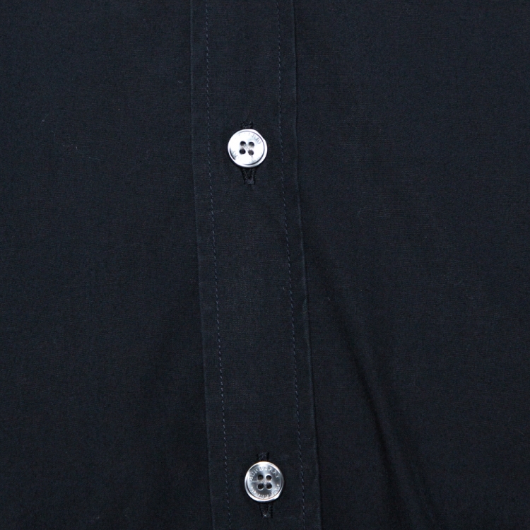 Pre Owned Burberry Brit Black Cotton Henry Long Sleeve Shirt M