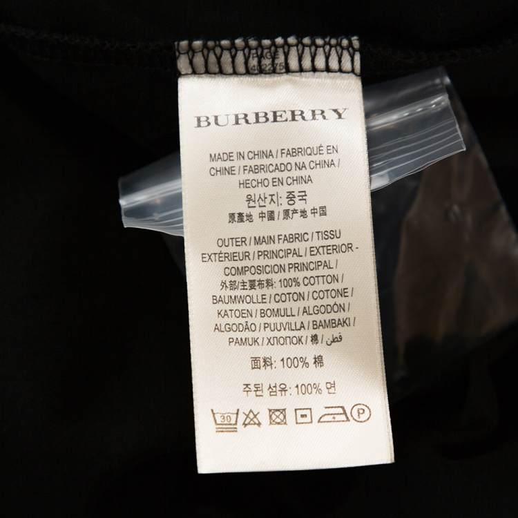 Pre Owned Burberry Black Stretch Cotton Contrast Trim Fitted Polo T- Shirt XL