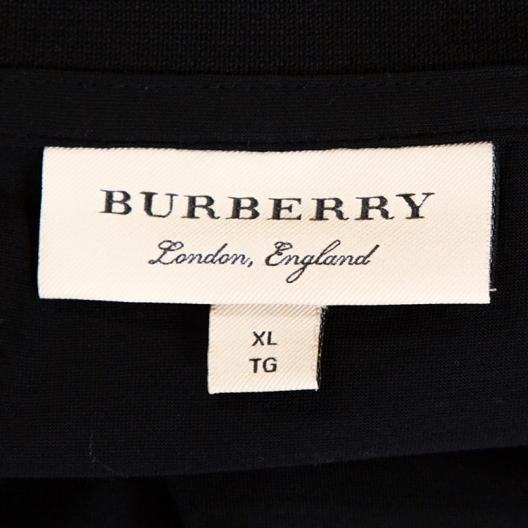 Pre Owned Burberry Black Stretch Cotton Contrast Trim Fitted Polo T- Shirt XL