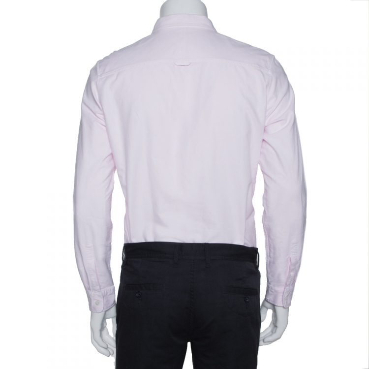 Pre Owned Burberry Brit Light Pink Cotton Button Down Long Sleeve Shirt M