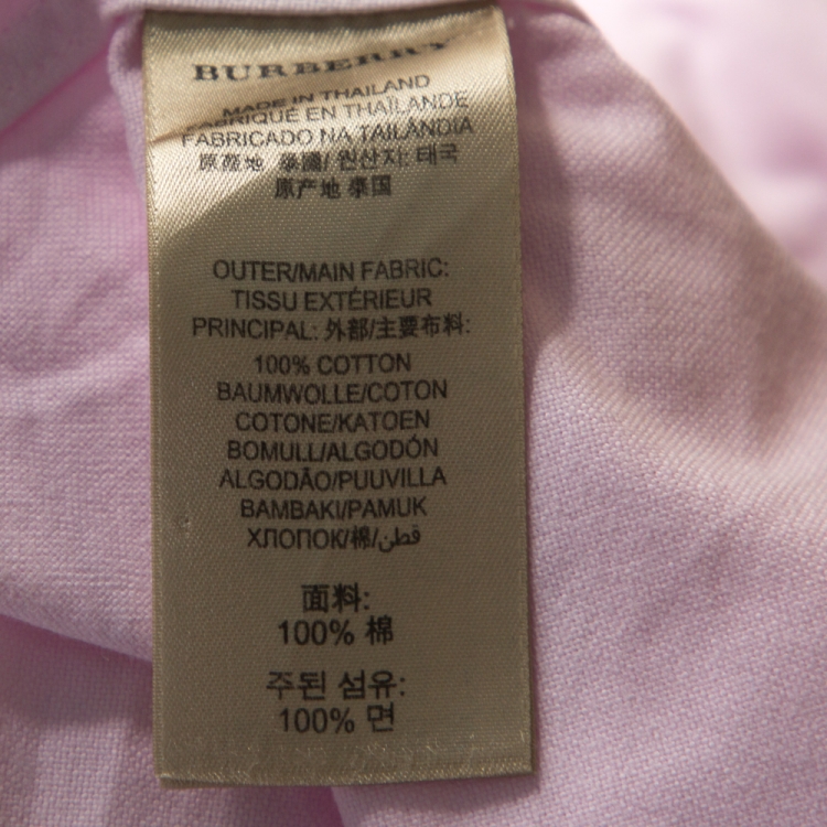 Pre Owned Burberry Brit Light Pink Cotton Button Down Long Sleeve Shirt M