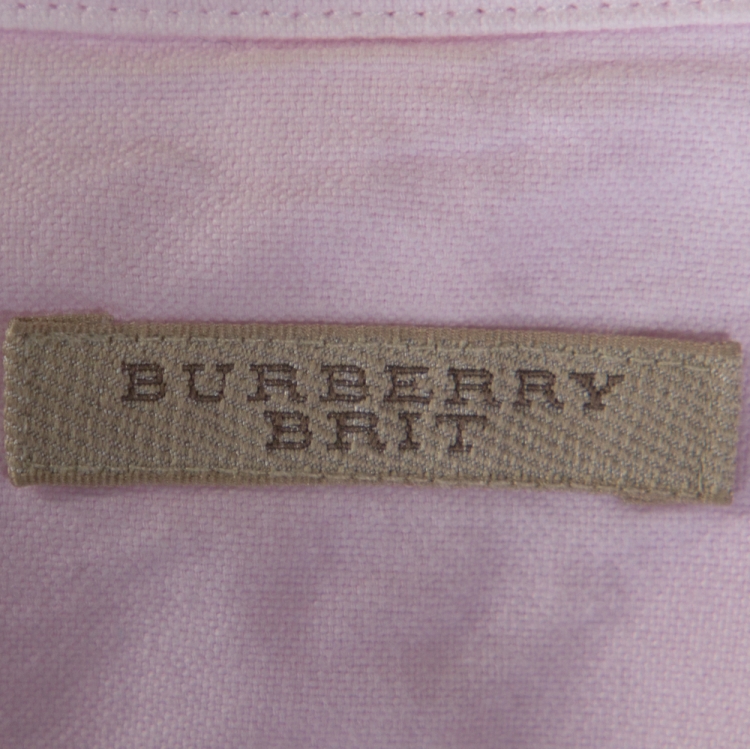 Pre Owned Burberry Brit Light Pink Cotton Button Down Long Sleeve Shirt M