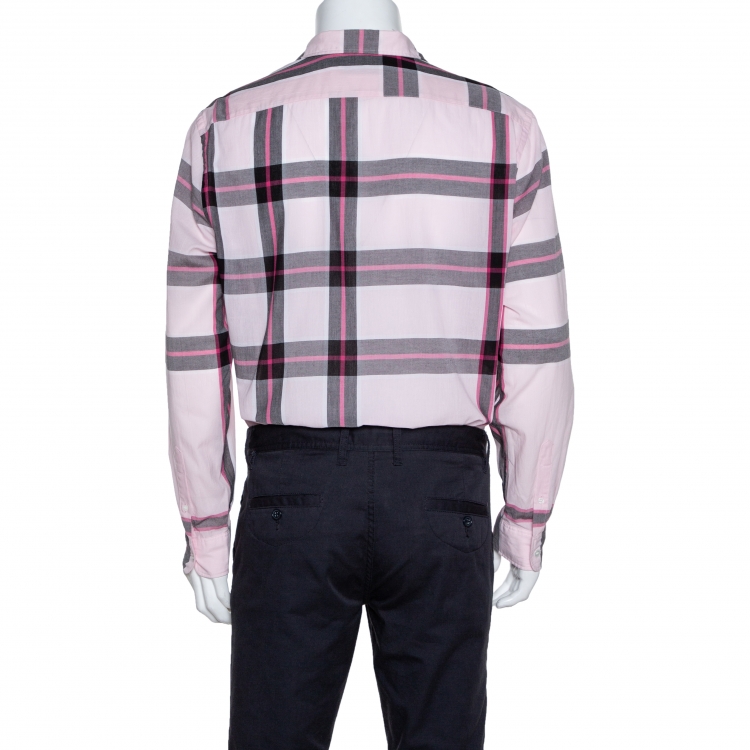 Pre Owned Burberry Pink Cotton Exploded Check Button Front Shirt XL
