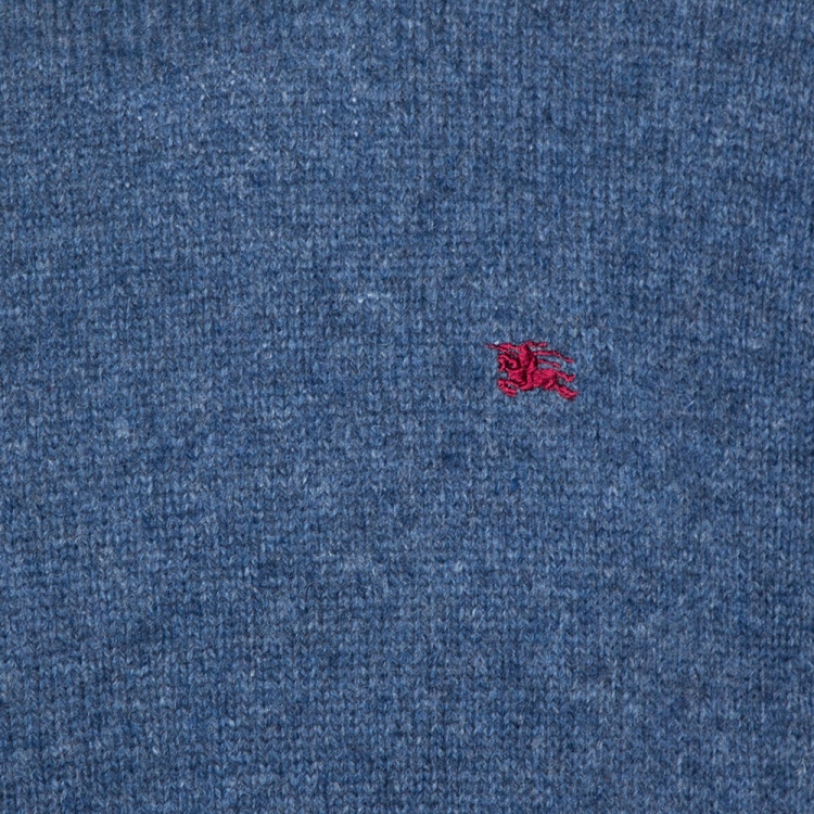 Pre Owned Burberry Navy Blue Wool Crew Neck Sweater L