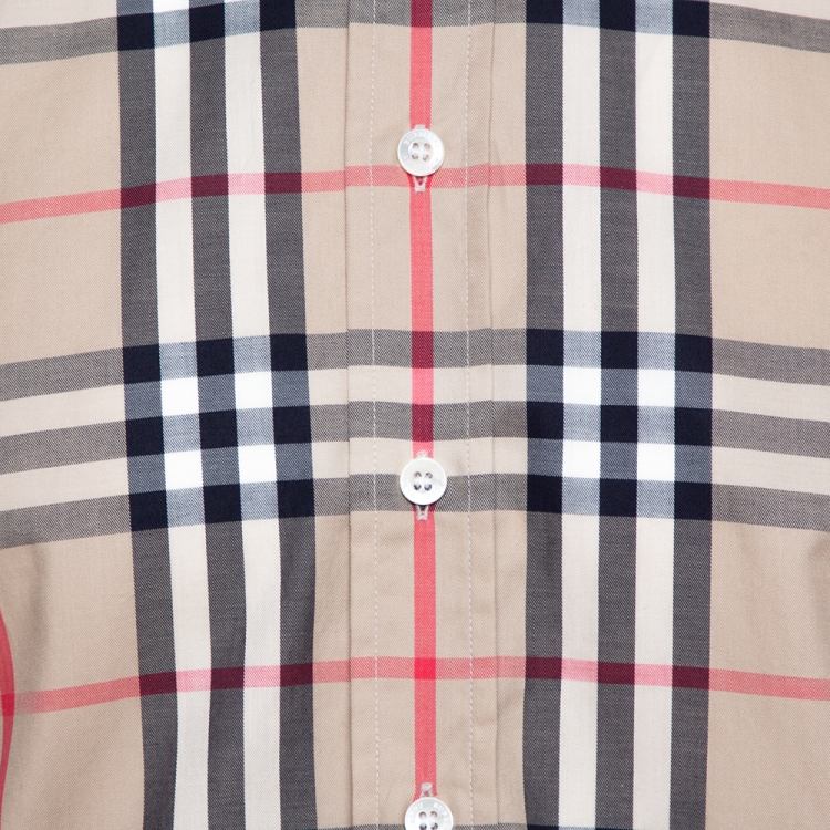 Pre Owned Burberry Beige Nova Check Cotton Long Sleeve Shirt M