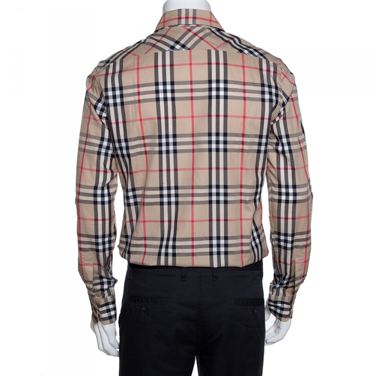 Pre Owned Burberry Beige Nova Check Cotton Long Sleeve Shirt M