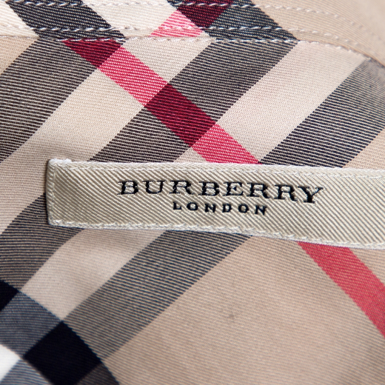 Pre Owned Burberry Beige Nova Check Cotton Long Sleeve Shirt M