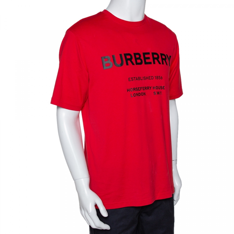 Burberry Red Cotton Horseferry Print Crew Neck T Shirt M Burberry