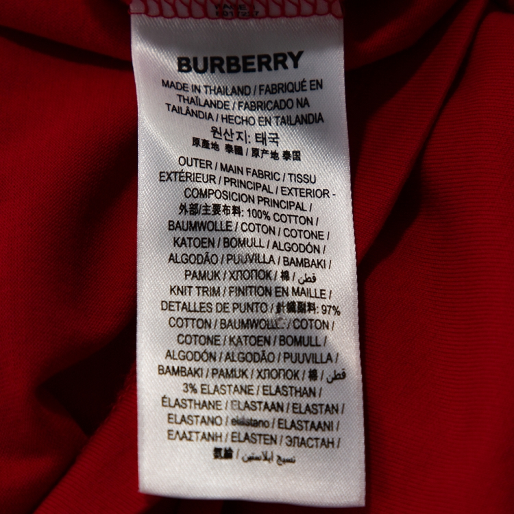 Pre Owned Burberry Red Cotton Horseferry Print Crew Neck T Shirt M