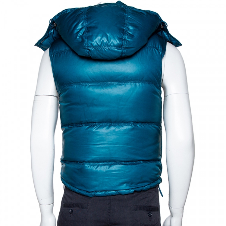 Pre Owned Burberry Brit Teal Down Quilted Hooded Reversible Jacket S