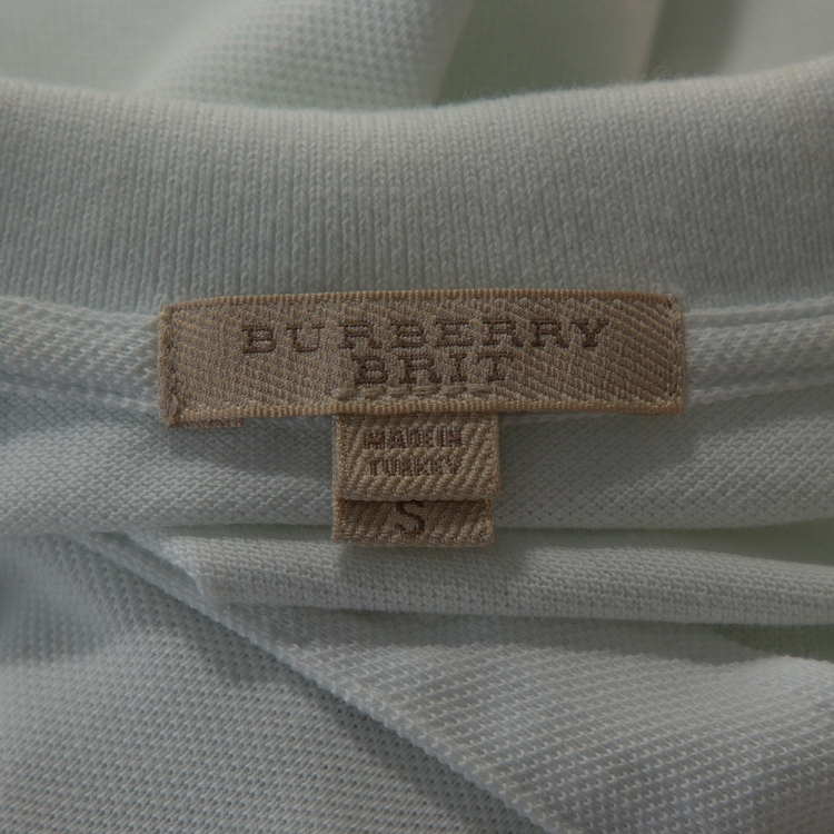 Pre Owned Burberry Brit White Cotton Pique Polo T Shirt S