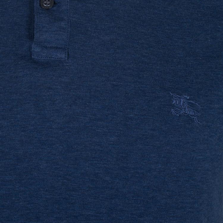 Pre Owned Burberry Men’s Blue Novacheck Collar Polo Shirt XL