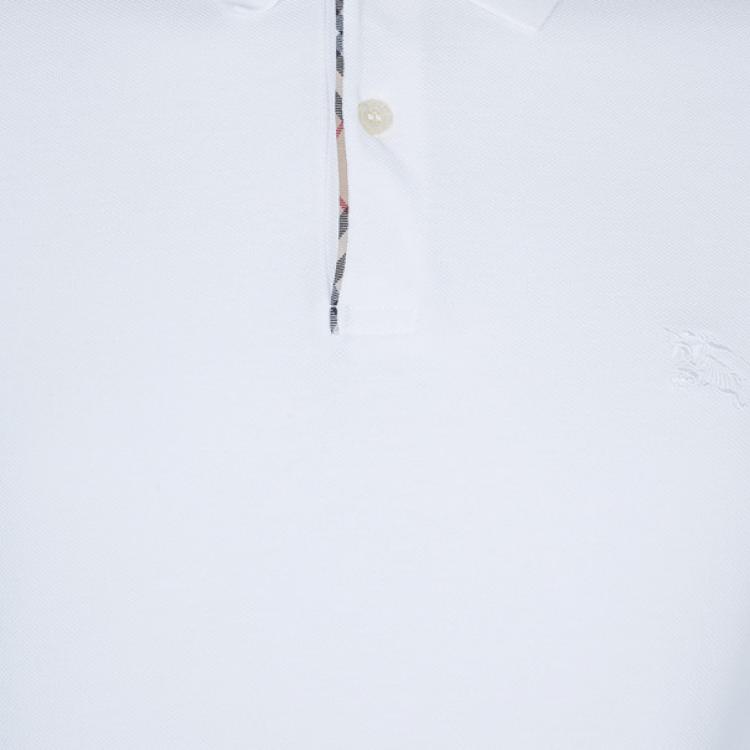 Pre Owned Burberry Men's White Long Sleeve Cotton Polo Shirt L