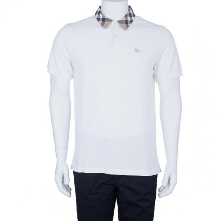 Burberry Men's White Novacheck Collar Polo Shirt L Burberry | TLC