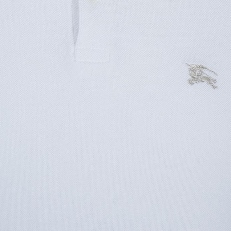 Pre Owned Burberry Men's White Novacheck Collar Polo Shirt L