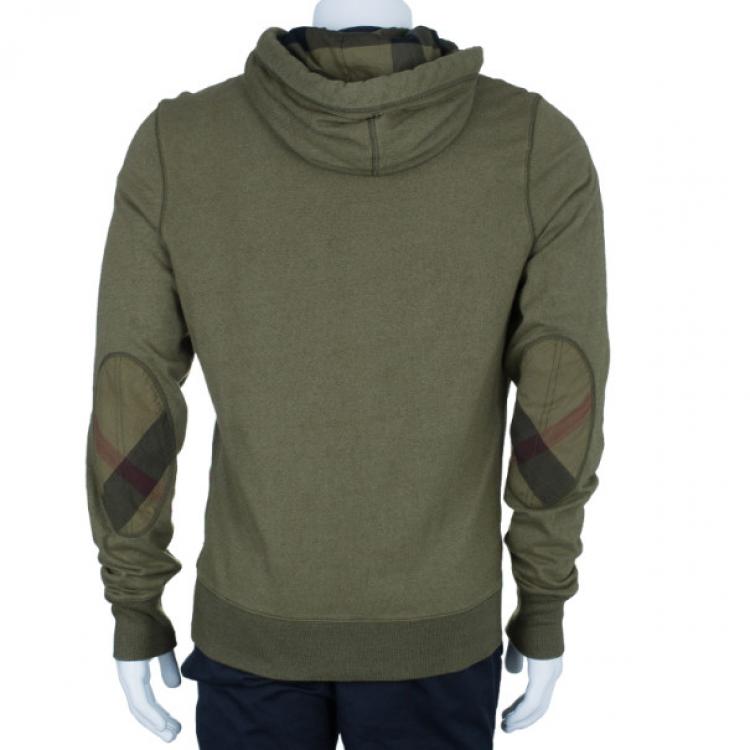 Pre Owned Burberry Men's Green Zip Front Hoodie Jacket L