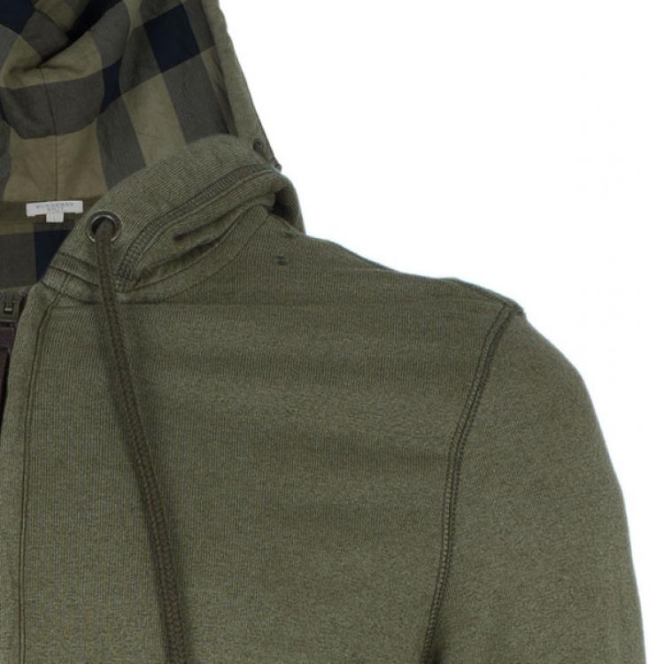 Pre Owned Burberry Men's Green Zip Front Hoodie Jacket L
