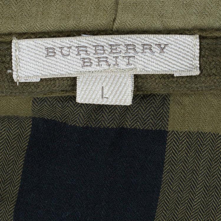 Pre Owned Burberry Men's Green Zip Front Hoodie Jacket L