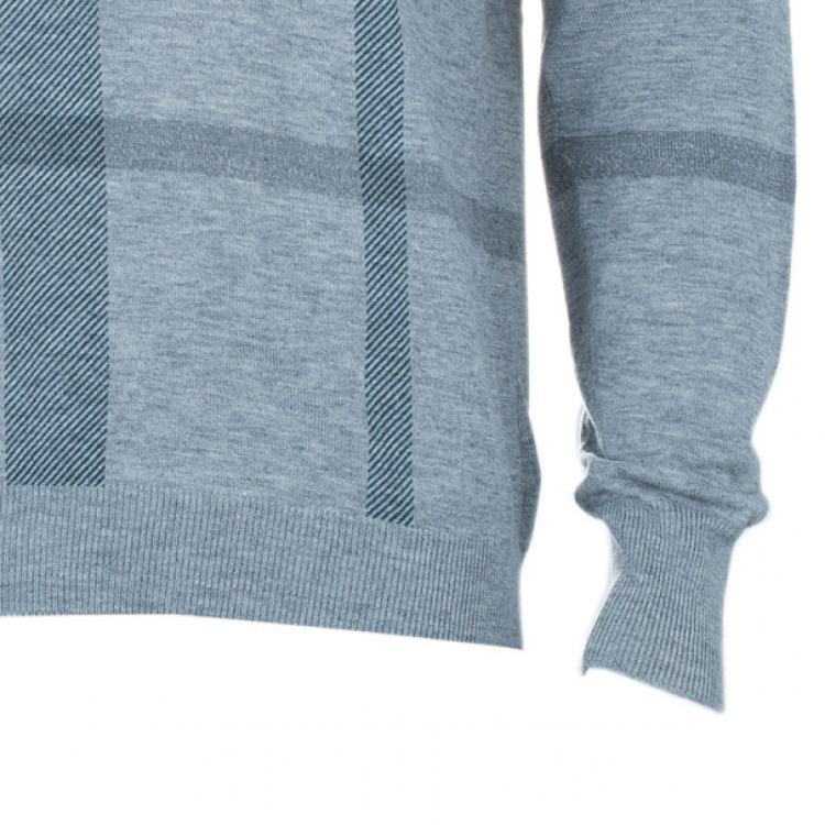 Pre Owned Burberry Men's V-Neck Check Knit Sweater L