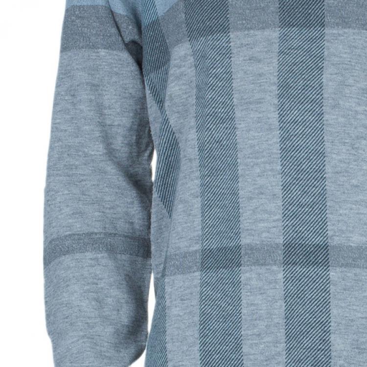 Pre Owned Burberry Men's V-Neck Check Knit Sweater L