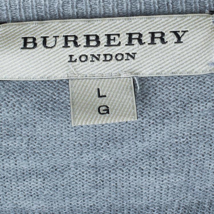 Pre Owned Burberry Men's V-Neck Check Knit Sweater L