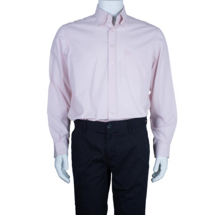 Pre Owned Burberry Brit Light Pink Classic Fit Stretch Cotton Men's Shirt XL