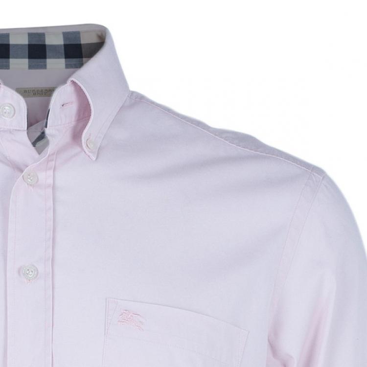 Pre Owned Burberry Brit Light Pink Classic Fit Stretch Cotton Men's Shirt XL