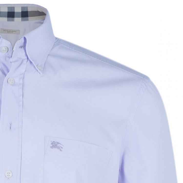 Pre Owned Burberry Brit Light Blue Classic Stretch Cotton Men's Shirt XL