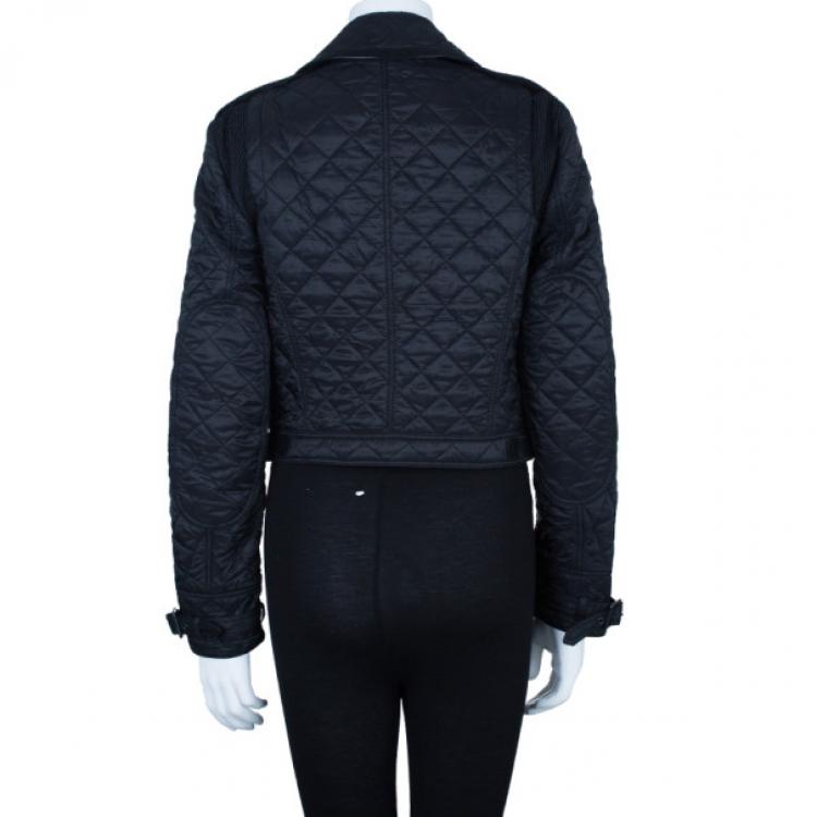 Pre Owned Burberry Quilted Biker Jacket M